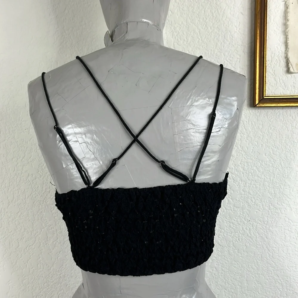 Free People Adella Bralette Lace Plunge V Neck Cross Back Coachella Stagecoach - Picture 4 of 7